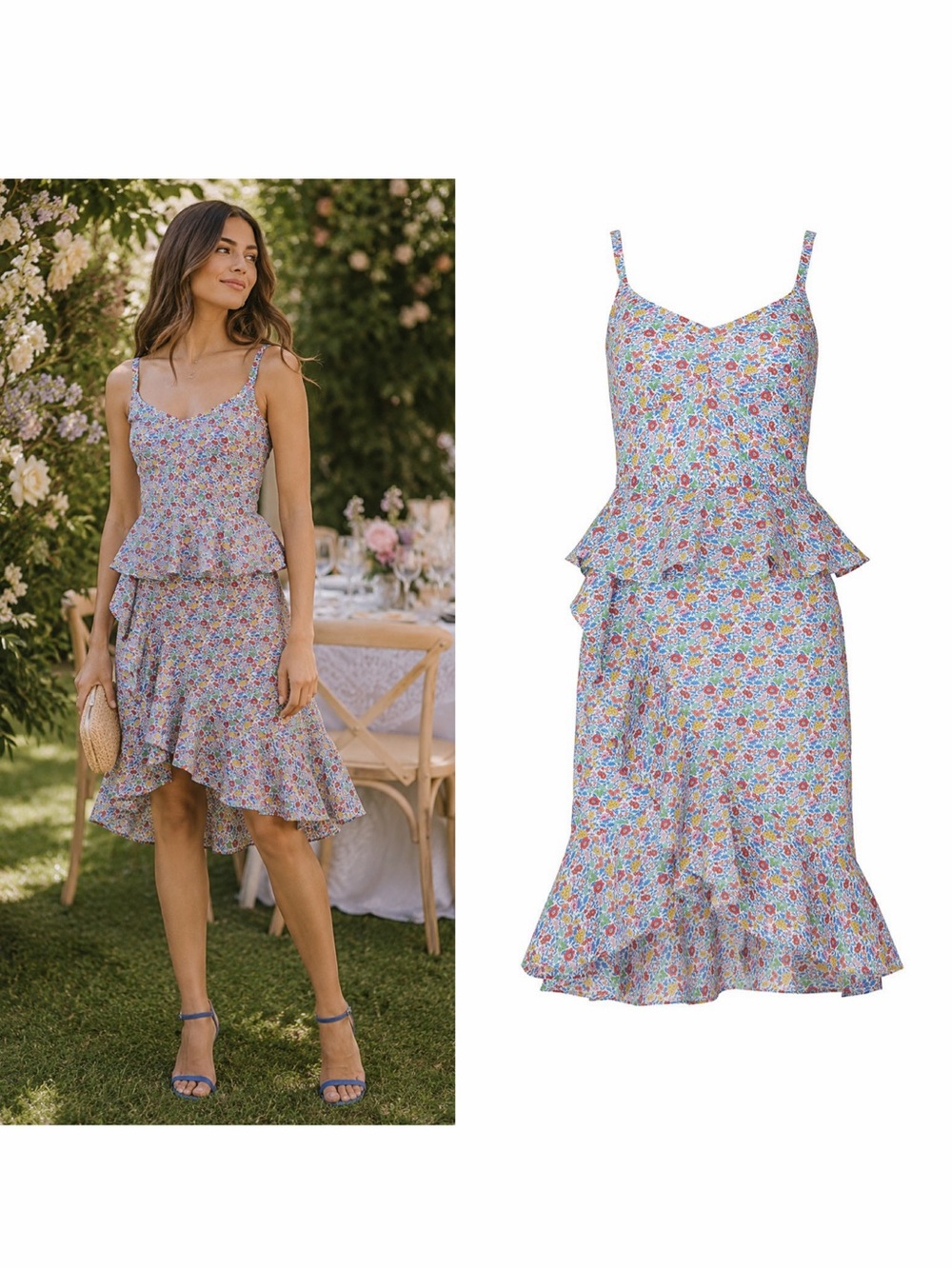 J.Crew Blue Liberty Floral Sosi Dress Cotton Peplum 4 Garden Party Wedding 🟠
